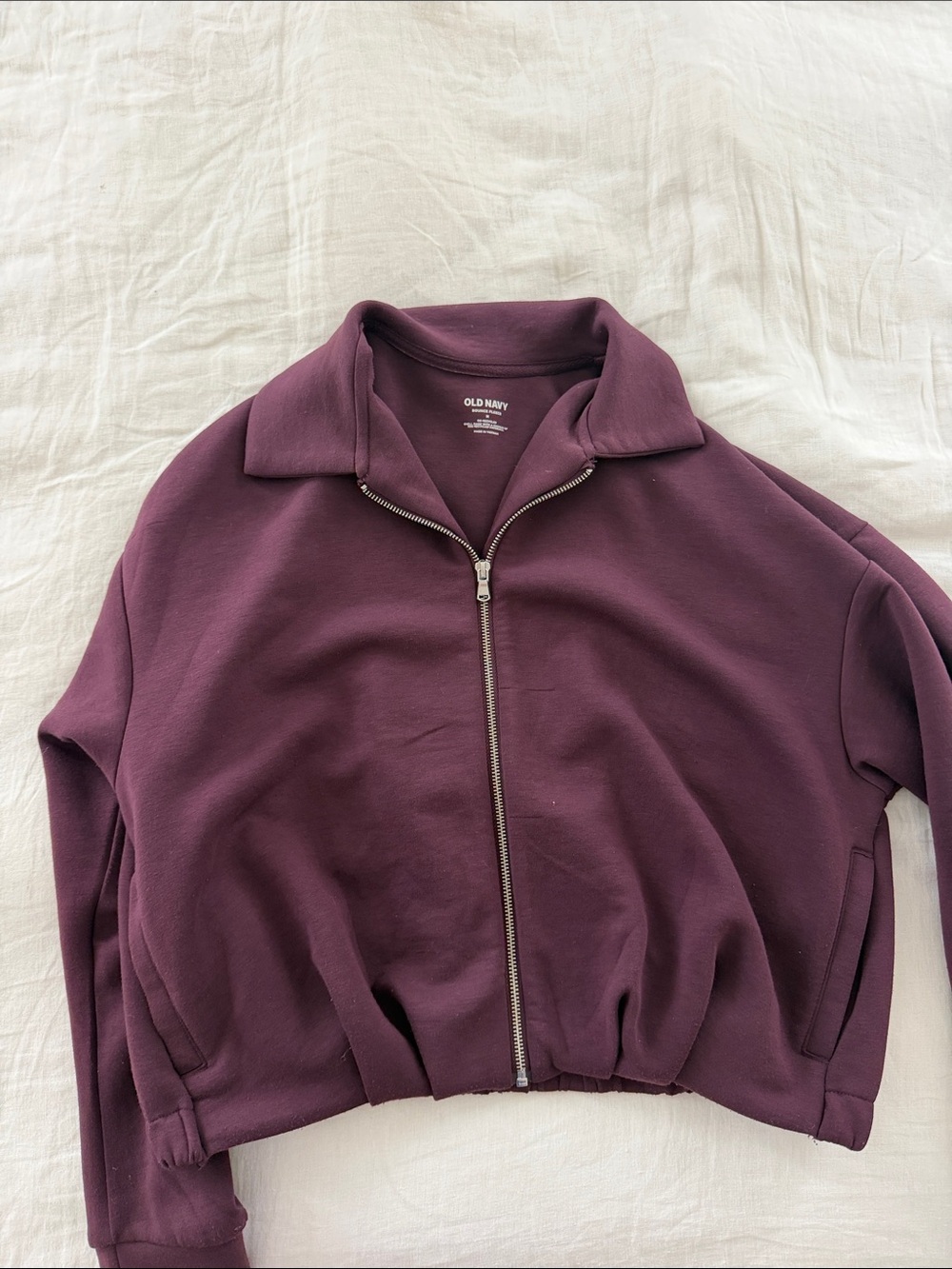 Old Navy Women's Deep Plum Zip-Up Bomber Jacket